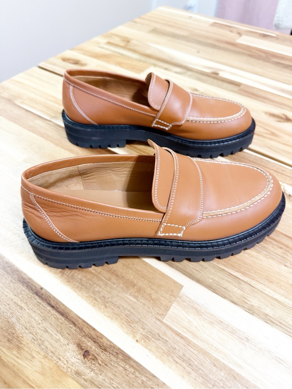 ATP Atelier Arechi Platform Brown Brandy Lug Sole Chunky Italian Leather Loafer - Picture 4 of 10